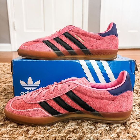 NWT Adidas Gazelle Indoor Sneakers Pink Bliss Gum Sole Women’s Size 5.5 - Picture 11 of 16